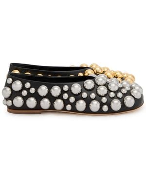 A.W.A.K.E. MODE Dora Studded Leather Flats - White