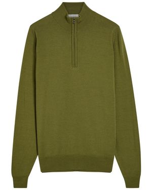 John Smedley Tapton Quarter-Zip Merino Wool Sweater - Green