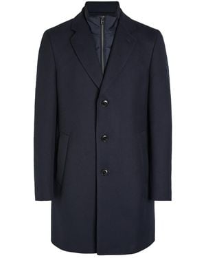BOSS Layered Cotton-Blend Coat - Blue