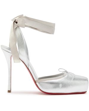 Christian Louboutin Cassia 100 Metallic Nappa Court Shoes - White