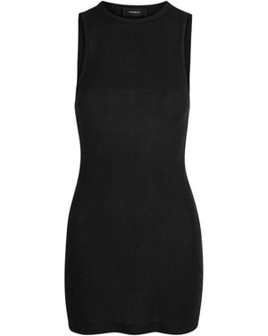 Wardrobe NYC Ribbed Cotton-Blend Tunic Tank - Black