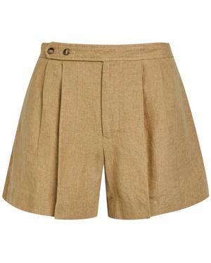 Polo Ralph Lauren Pleated Linen Shorts - Natural