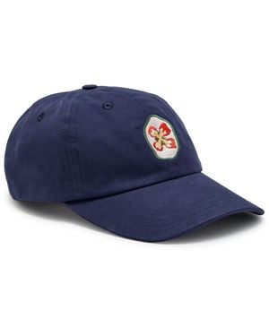Drake's Petal Flower Appliquéd Cotton Cap - Blue