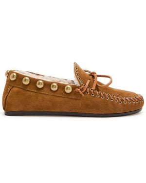 Isabel Marant Fitza Studded Shearling And Suede Loafers - Brown