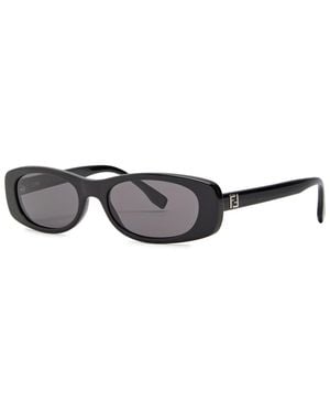Fendi Narrow Rectangle-Frame Sunglasses - Black