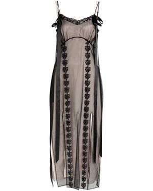 Simone Rocha Floral-Appliquéd Tulle Maxi Dress - Black