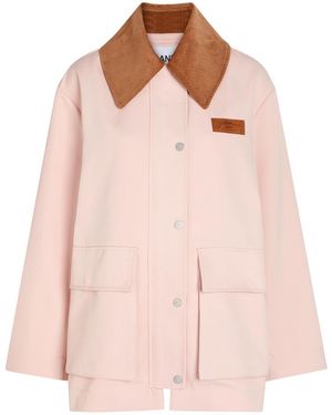 Ganni Corduroy-Collar Twill Jacket - Pink
