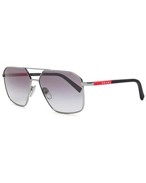 Prada Linea Rossa Aviator-Style Sunglasses - Metallic