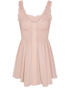Skims Smocked Poplin Mini Dress - Pink