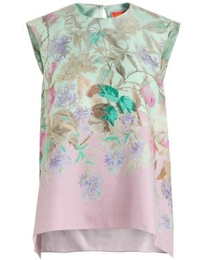 La DoubleJ San Carlo Floral-Printed Silk-Twill Top - Grey