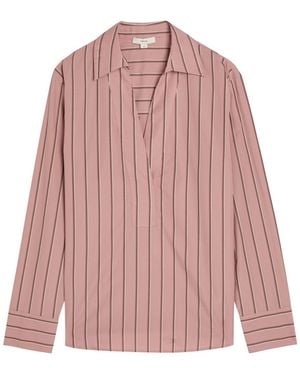 Vince Striped Cotton-Poplin Shirt - Pink