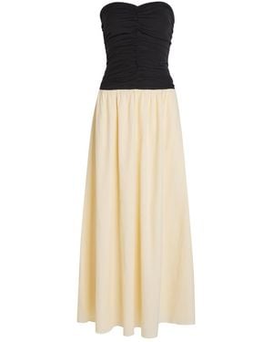 Faithfull the Brand Sant Roc Colour-Blocked Seersucker Maxi Dress - Natural