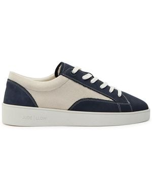 Jude Llow Nico Panelled Grained Leather Trainers - Blue