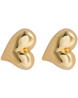 Jenny Bird Art Heart 14Kt-Dipped Stud Earrings - Metallic