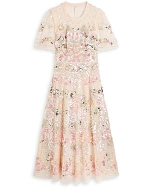 Needle & Thread Rosalie Floral-Embellished Tulle Gown - Natural