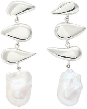 AGMES Flora Pearl-Embellished Sterling Drop Earrings - White