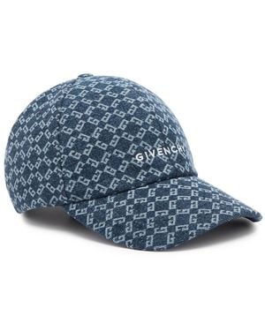 Givenchy Logo-Monogrammed Denim Cap - Blue
