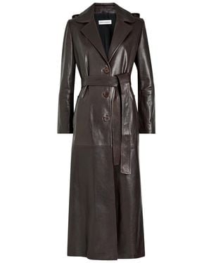 Nour Hammour Scarlett Belted Leather Trench Coat - Black