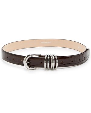 DEHANCHE Hollyhock Crocodile-Effect Leather Belt - White