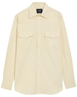 Drake's Patch Pockets Corduroy Overshirt - Natural