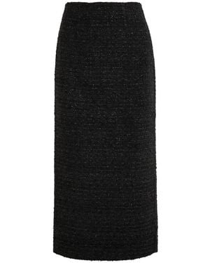 Roland Mouret Metallic Tweed Midi Skirt - Black