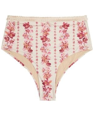 Agua Bendita Nopal Floral-Print Bikini Briefs - Pink