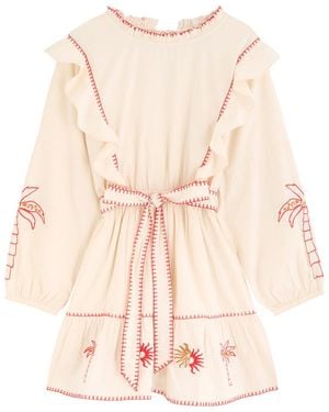 Never Fully Dressed Pollenca Embroidered Cotton Mini Dress - Natural