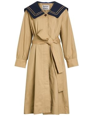 Damson Madder Ella Belted Cotton Trench Coat - Natural