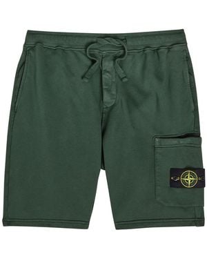 Stone Island Logo Cotton Shorts - Green