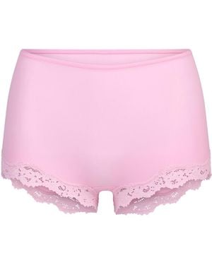 Skims Lace-Trimmed Boy Shorts - Pink