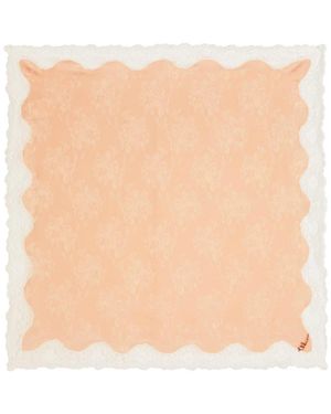Chloé Romantic Lace-Trimmed Silk-Jacquard Scarf - Natural