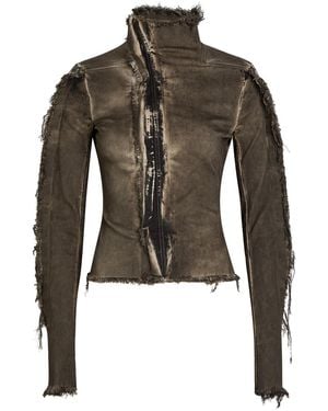 Rick Owens Gary Distressed Cotton-Blend Jacket - Green