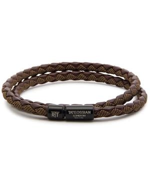 Tateossian Chelsea Braided Leather Wrap Bracelet - Brown