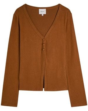 Reformation Millie V-Neck Fine-Knit Top - Brown