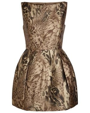 De La Vali Pampero Leopard-Print Satin-Twill Mini Dress - Brown