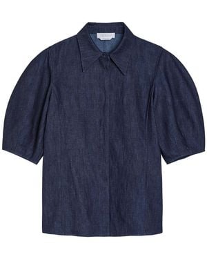 Gabriela Hearst Sansi Cotton And Linen-Blend Top - Blue