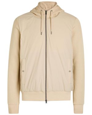 Herno Hooded Padded Stretch Shell And Cotton-Knit Jacket - Natural