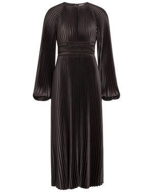 JOSEPH Ortiz Pleated Satin Midi Dress - Black