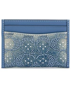 COACH Embellished And Leather Card Holder - Blue