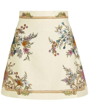 ALÉMAIS Antoinette Floral-Print Linen Mini Skirt - Natural