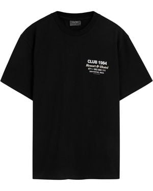 Club 1984 Elvissa Palm Printed Cotton T-Shirt - Black