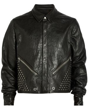 Rick Owens Alice Studded Grained Leather Jacket - Black