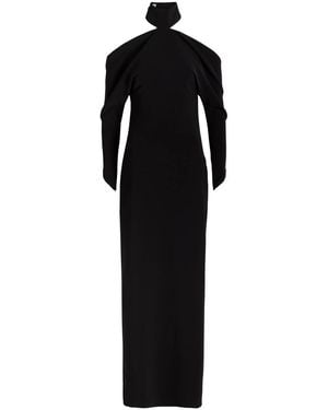 Courreges Circle Mockneck Crepe Gown - Black