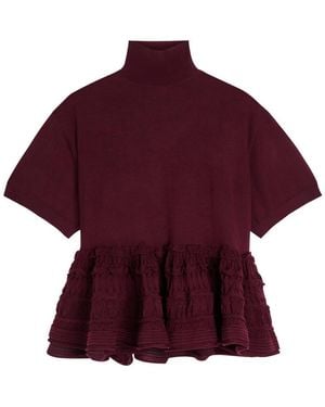 Alaïa Peplum Wool Top - Purple