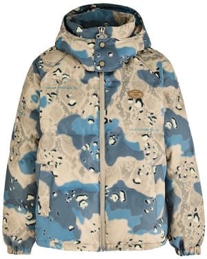 Aape Camouflage-Print Quilted Shell Jacket - Blue
