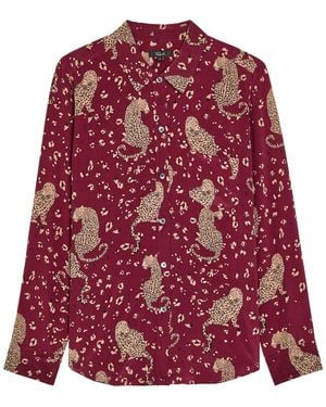 Rails Kate Leopard-Print Silk Shirt - Red