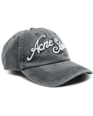 Acne Studios Logo-Embroidered Faded Cotton Cap - Grey