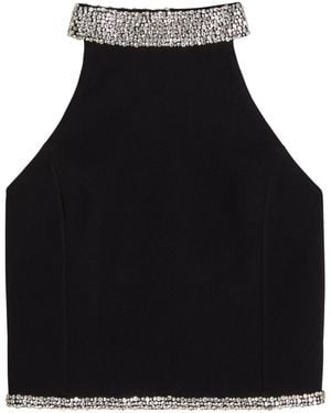 Alice + Olivia Gatz Crystal-Embellished Crepe Crop Top - Black