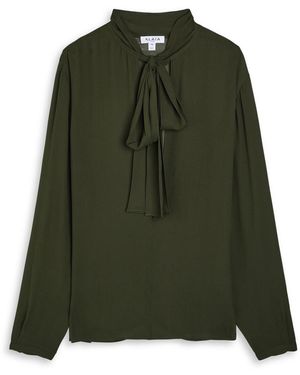 Alaïa Scarf Semi-Sheer Chiffon Blouse - Green