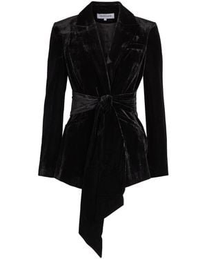 Veronica Beard Issel Belted Velour Jacket - Black
